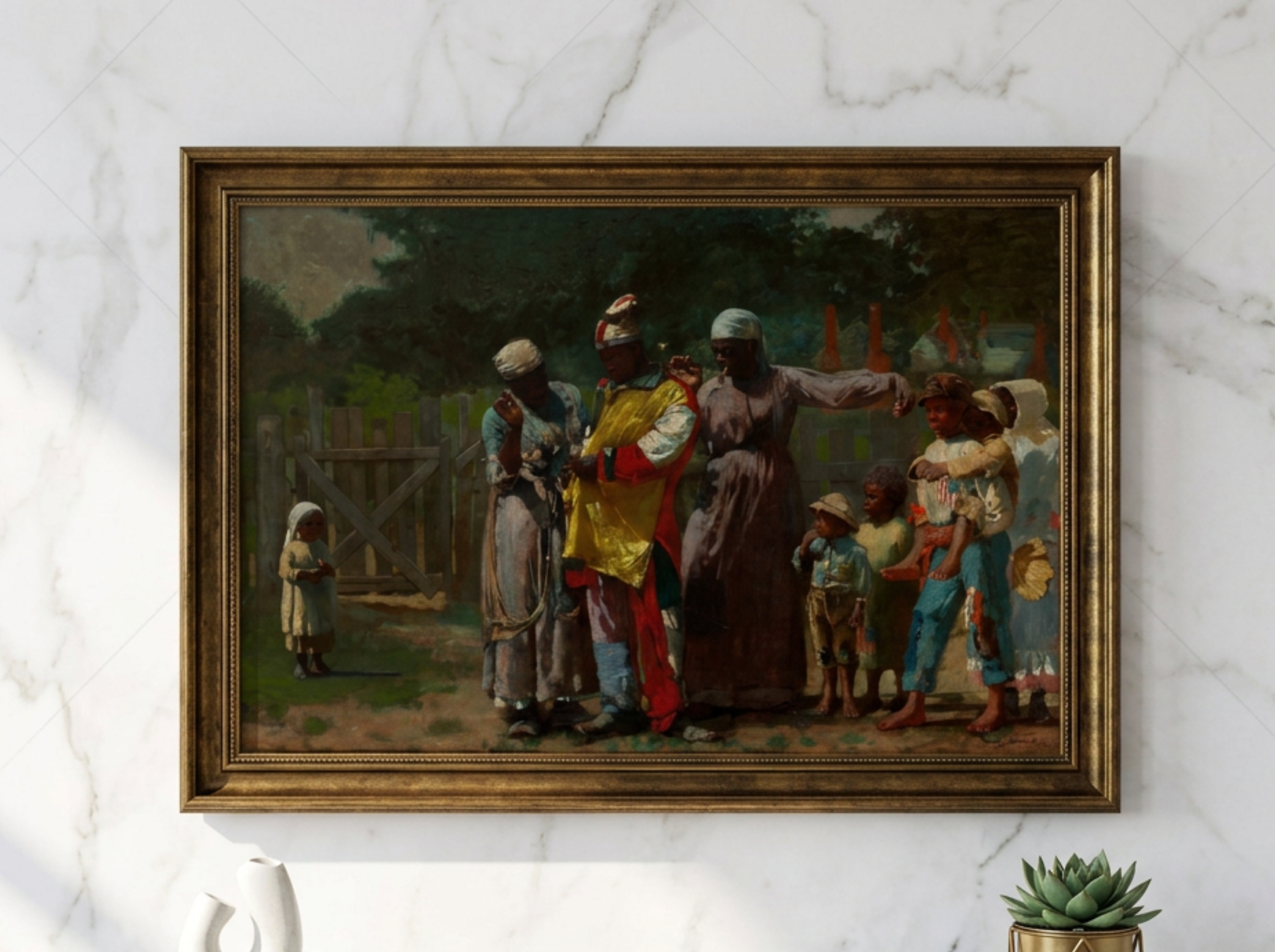 Dressing for the Carnival — Winslow Homer canvas print displayed on a wall