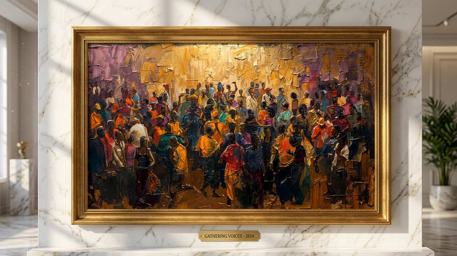 The Gathering canvas print displayed on a wall